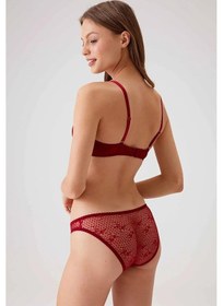 Resim Pierre Cardin 4031 Kadın Bordo Balenli Destekli Dantelli Sütyen Külot Takım -bordo Bordo 
