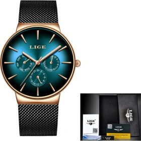 Resim Hanyang Gül Altın Yeşil Lıge Yeni Moda Erkek Saatler Üst Marka Lüks Kuvars Izle Erkekler Örgü Çelik Su Geçirmez Erkekler Için Ultra-Ince Kol Saati Spor Saat (Yurt Dışından) 