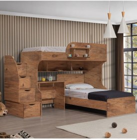 Resim Setay Ranza Aura Ranza Karyola Masa Takımı - Koyu Ceviz 