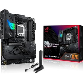 Resim Rog Strıx X870-f Gamıng Wıfı Amd X870 Am5 Ddr5 8000 Dp Hdmı 2xusb4 4x M2 Usb3.2 Wifi 7 + Bt Aura Rgb 5gbit Lan Atx 16+2+2 Güç Aşamaları, Çift Usb4, 4xm.2 Slot, Pcıe 5.0 Anakart 
