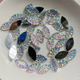 Resim 40 adet 7*15Mm Parlak Kristal AB Reçine Yapay Elmas Düz Tabanlı Kabaşon Taş DIY Düğün Dekorasyonu El Sanatları Scrapbook Dekor Ev El Sanatları Süslemeleri 