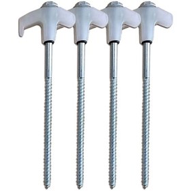 Resim Skycity Siyah, Beyaz, Turuncu, Yeşil 8x200mm Çelik Çadır Kazıkları - 4'lü Paket Beyaz 