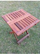 Resim Ahşap İroko Katlanabilir 50x50 Bahçe Ve Balkon Masası Ceviz 