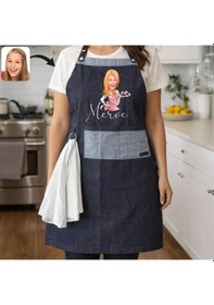 Resim Bk Gift Kişiye Özel Karikatürlü Pamuk Denim Havlu Detaylı Mutfak Önlüğü -5, Aşçı Ve Şef Önlüğü, Ev Hediyesi Kobitmeyencom36599 Bk Gift Renkli 