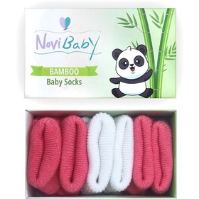 Resim Novibaby 3'lü Bambu Yenidoğan Bebek Çorabı I White Candy I 0-6 ay 