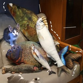 Resim 8 Stil Gerçekçi Balık Şeklinde Peluş Kedi Oyuncakları - Yumuşak Hayvan Baskı Tasarımı, Pil Gerektirmez, Tüm Kedi Irkları İçin Dayanıklı & Güvenli, Etkileşimli Oyun ve Zihinsel Uyarım, Çok Renk Seçenekleri ile İç Mekan Kedileri için, Kedi Peluş Oyuncak, Oynaklı Tasarım, Yumuşak Dokulu, Pilsiz 