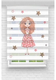 Resim Perdecizade Enxboy Kızıl Saçlı Kız Dijital Baskılı Zebra Perde-cocuk Odası-stor Perde Renkli 