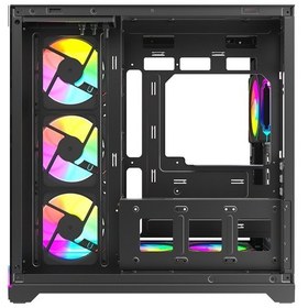 Resim Rampage Kaızer Tempered Glass 7 12cm Argb Kumandali Siyah Atx Gaming Kasa 