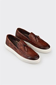 Resim Elle Shoes Taba Deri Erkek Loafer 