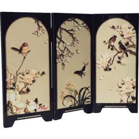 Resim Opulentliving Mini Suntek Katlanır Paravan Bölücü 13x29cm El Sanatı Dekorasyonu Ahşap/seramik 13cmx29cm 