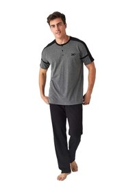 Resim Mod Collection Sıfır Yaka Kısa Kol Erkek Pijama Takım 