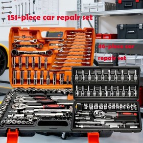 Resim Ultimate 151/46 parça otomotiv mekanizma takım seti - yüksek kaliteli mandrenli tork anahtarı ve çoklu tornavida setleri - ultra taşınabilir, entegre çözüm otomobil, bisiklet ve motosiklet tamir araçları için 