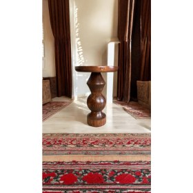 Resim Wood Wooden Ahşap Tekli Mantar Yan Sehpa Modern Kestane Renk Fiskos 