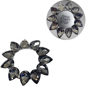Resim Mabelme Store Kristal Damla Taşlı Start Stop Düğme Halkası Füme 