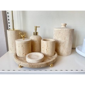 Resim UNSOYDEKORATİF Traverten Mermer Banyo Seti 