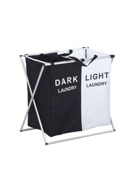 Resim Kirli Çamaşır Sepeti Katlanabilir 2 Bölmeli Gri 