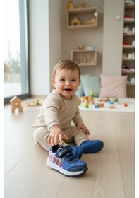 Resim Enoch Kahraman Figürlü Ve Grafik Panel Detaylı İlk Adım Bebek Ayakkabı Lacivert 