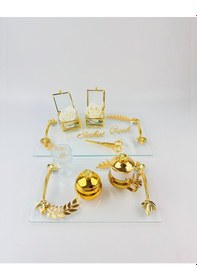 Resim Embrace Gold Şeffaf Söz Tepsisi Beyaz Beyaz 