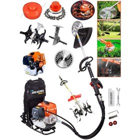 Resim Dragro Alman DRG-SRT20 20 HP T Sırt Tipi Benzinli Motorlu Ot Çalı Tırpanı Çim Biçme Makinesi Tırpan Çapalı 