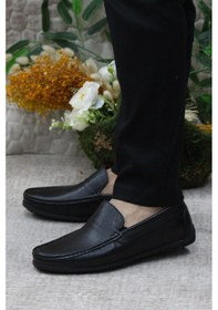 Resim Mehmet Mete 31101 Siyah Deri Hakiki Deri Loafer Erkek Babet Erkek Ayakkabı Siyah 