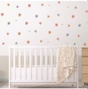 Resim Boho Çiçek Duvar Kız Çocuk Odası Yatak Odası Etiketi Çiçek Boho Çiçek Duvar Sticker Oyun Odası 