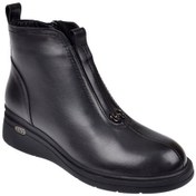 Resim Beety Hakiki Deri Önü Lastikli Dolgu Taban Kadın Bot Bee-5068 Siyah Siyah 