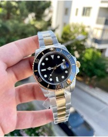 Resim ÇENÇEN Takvimli Gümüş Gold Çelik Kordonlu Siyah Kadranlı Erkek Kol Saat Rolex Model 