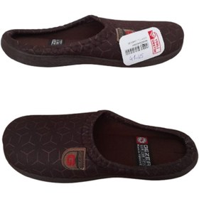 Resim Gezer Erkek Kahverengi Çizgi Desenli Ortopedik Poli Taban Ev İçi Günlük Terlik 