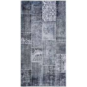 Resim Nuvomon Kadife Patchwork Halı - Gri - 80x150 cm 