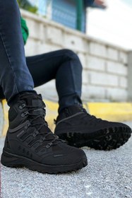 Resim Boy Uzatan Gizli Topuklu 7cm Siyah Füme Su Geçirmez Erkek Trekking Bot - Gg97361-1 GG97361-1 