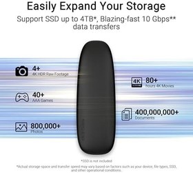 Resim ASUS COBBLE BLACK M.2 NVMe & SATA SSD Kutusu— Siyah, Sıvı Koruması IP55 - USB3.2 GEN2 Tip-C (10 Gbps), USB-C'den C'ye kablo 