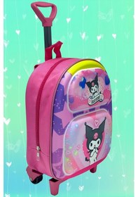 Resim Tezzgelsin 2-6 Yaş Anaokulu Kreş Sanrio Kuromi Model Çekçekli Tekerli 3d Baskılı Sırt Çantası Ve Okul Çantası Çok Renkli 
