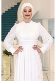 Resim Raika Moda Şık Tasarım Tül Kübra Abiye Ekru 