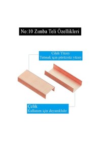 Resim Zımba Teli Küçük No:10 1000 Li Bakır Sarı 1 Paket Küçük Zımba Teli 15 Yaprak Zımbalama Kapasiteli Büro Ofis Okul 