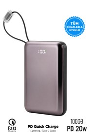 Resim İntouch 10.000 mAh Kablolu Pd Quick Mini Electronic Painting Powerbank Taşınabilir Sarj Cihazı 