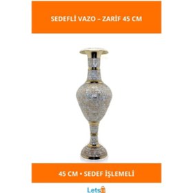 Resim 45 Cm Pirinç Sedefli Şık Dekoratif Vazo 1 Adet 