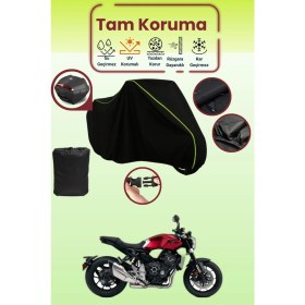 Resim Dokaca Neo Siyah Neon Fitilli Arka Çanta Uyumlu Honda Cb 1000 R Uyumlu Motosiklet Brandası, Koruyucu Örtü 