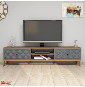 Resim Variant Class Tv Ünitesi - Ceviz / Mavi (Kalsedon) 