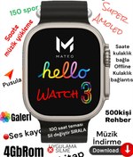 Resim MATEO Akıllı Saat Hello Watch 3 Dahili 4gb Hafıza Müzik Indirme Kulaklık Bağlama Super Amoled Tr'de Ilk 