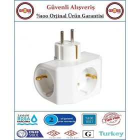 Resim Viko Yonca Üçlü Topraklı Priz - Çocuk Korumalı - Beyaz - Orjinal Ürün 