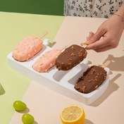 Resim 4 Gözlü Silikon Dondurma ve Popsicle Kalıbı - Gıda Sınıfı Yapışmaz DIY Ev Yapımı Dondurma, Kolay Çıkartmalı & Bulaşık Makinesine Uygun Tasarım, Mutfak Temel Ekipmanı, Yaratıcı Mutfak Aksesuarları 