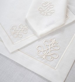 Resim Royal Beyaz Nakışlı 2 Li Peçete 40X40 2557 - Beyaz / 40 x 40 
