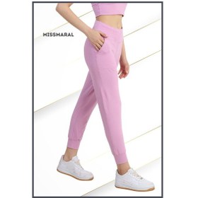 Resim Yüksek Bel Jogger Tayt Rahat Kalıp Çift Yan Cepli Spor Görünüm Trend Jogger Lila Rengi 106103 Lila 