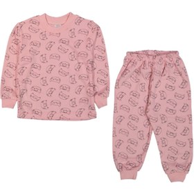 Resim Neşeli Bebek Pudra Kız Kedili Pijama Takımı 18-24 Ay 