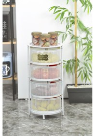 Resim 4 Katlı Metal Açılır Kapanır Paslanmaz Sebzelik Beyaz 