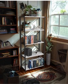 Resim 5 Raflı Dekoratif Metal Kitaplık & Beyaz Renk Beyaz 