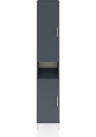 Resim Hyperion Dolap 5 Raflı 2 Kapaklı Tek Askılı 44x44x243 Antrasit-antrasit Antrasit 