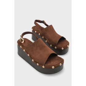Resim Capone Outfitters Alyce Süet Trok Detaylı Dolgu Topuk Günlük Kadın Terlik 