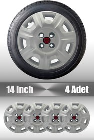 Resim FRWY Fiat Palio Albea 14" inç Uyumlu 4 Adet 1 Takım Gri Jant Kapağı 