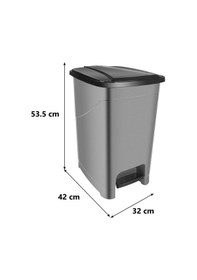 Resim Omnipazar Srl-3030 Slim Pedallı Plastik Çöp Kovası İç Kovalı 40 Lt Antrasit 
